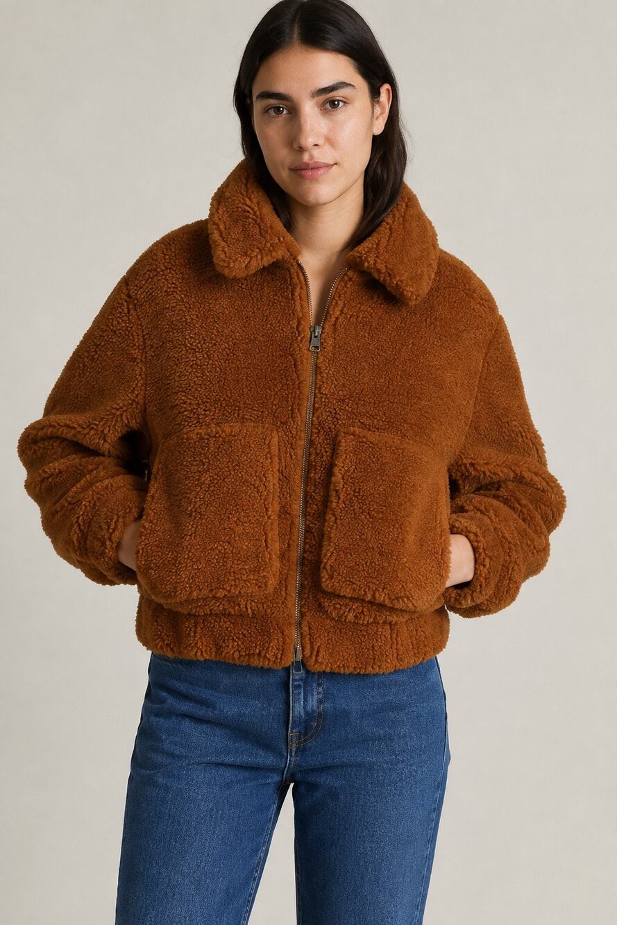 Thread & Supply Northy Faux Fur Teddy Sherpa Bomber Jacket – Small